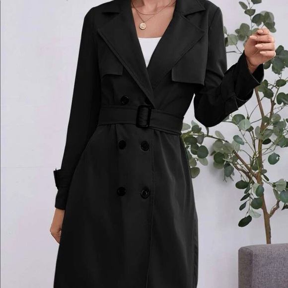 Double Breasted Buckle Belted Trench Coat - Picture 2 of 2